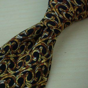 Brioni Roma Coal Black Gold Riveted Swirling tie